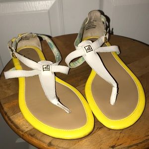 Sperry Yellow and White Leather Sandals